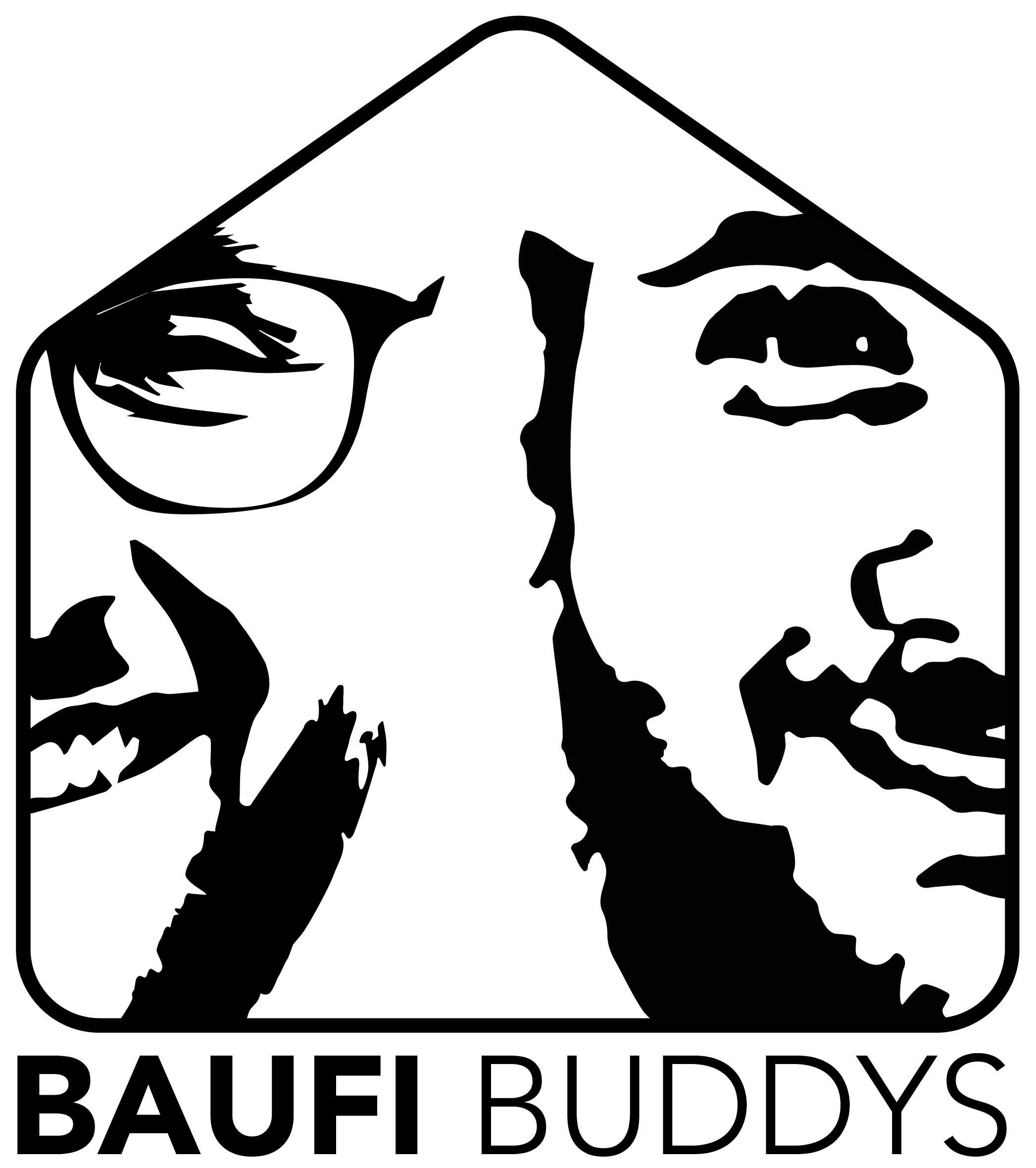 Logo Baufi Buddys in schwarz auf transparentem Hintergrund.